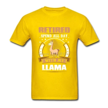 Marškinėliai Praleisti Visą Dieną su Mano Lama Antklodė Shirt Spausdinti išėjęs į pensiją Grynos Medvilnės Vyrų Suaugusiųjų Vasaros Medvilnės Apvalios Kaklo Atsitiktinis Viršūnės