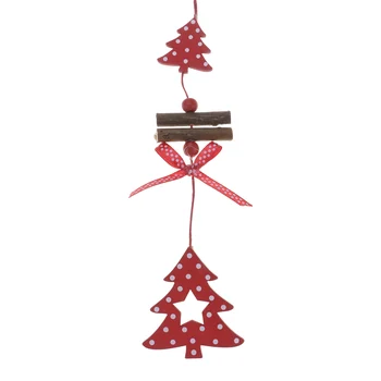 Medinių Kalėdų eglutės papuošalus su persikų širdis ir penkiakampės žvaigždės raudona švenčių šventė dekoracijos