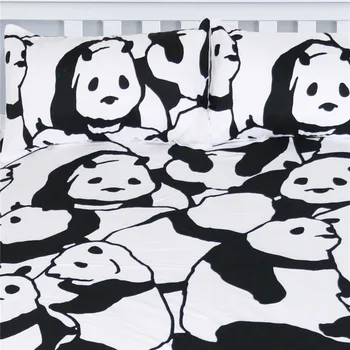 Medvilnė Juoda Balta Cilected Panda Spausdinti Animacinių filmų Patalynės Komplektas,Vaikų/suaugusiųjų Lovatiesė Antklode Padengti Nustatyti Patogią Lovą Nustatyti karalius