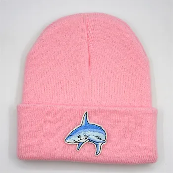 Medvilnės ryklys siuvinėjimo Tirštėti megzti skrybėlę žiemą šiltą kepurę Skullies bžūp beanie skrybėlių vyrų ir moterų 300