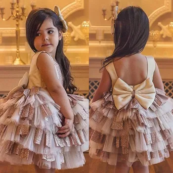Mergaičių Suknelė 2019 M. Vasaros Sprogimo Rankovių Backless Nėrinių Suknelė China Bow Princesė Inscenizacija Šalies Kūdikių Mielas Suknelė 0-5T