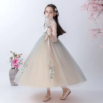Merginos Hanfu Cheongsam Chi-Pao Mergaičių Suknelė Elegantiškas Naujųjų Metų Princesė Vaikų Šalis Suknelė Vestuvių Suknelė, Vaikams, Suknelės Dėvėti Vestido
