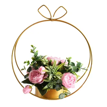 Metalo Gėlių Krepšelis Meilės Auksą, Sidabrą, Geometrinis Nešiojamų Gėlių Krepšelis Lange Gėlių Pakavimas Gėlių Meno Round Square Geležies Stovo