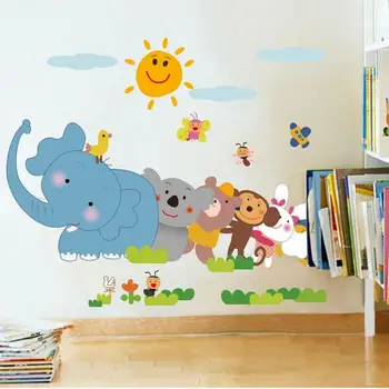 Mielas Animacinių filmų Gyvūnų Lipdukas dramblys didelis girdėti, gyvūnų tapetai, vaikų kambarys apdaila