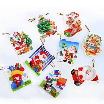 Mielas Mini Kalėdų atvirukas pakabukas Pakabinti ant Medžio Dekoro Kabinti Norintis Kortelės Dekoratyviniai reikmenys 12Pcs/Set