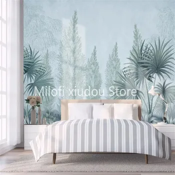 Milofi užsakymą 3D tapetai, freskos ranka-dažytos Šiaurės atogrąžų miškų augalų gyvenimo kambario, miegamasis fono sienos dekoratyvinis dažymas
