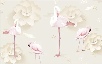 Milofi užsakymą tapetai, freskos Šiaurės minimalistinio 3D erdvinis geometrinis flamingo fono sienos