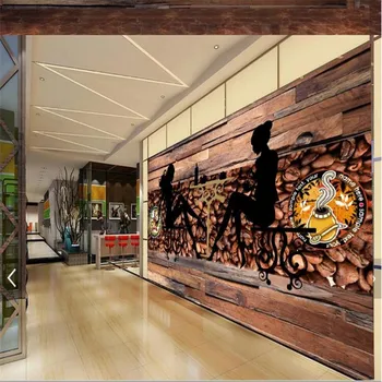 Milofi3D medienos grūdų kavos pupelių kavinė retro įrankiai fono sienos