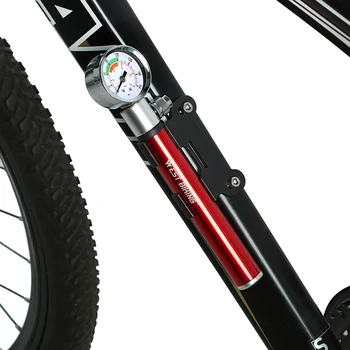 Mini dviračių siurblys su slėgio daviklis 120 PSI rankinė dviračio pompa Schrader Presta kalnų dviračių padangų siurblys dviračių priedų