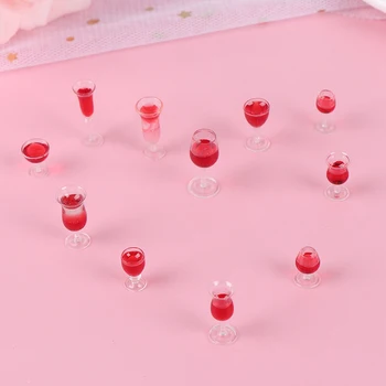 Mini Raudono Vyno Stiklo Modeliavimas Puodelio Gerti Modelis Žaislas 1/12 Miniatiūriniai Lėlių Priedai, Apdailos, aukštos kokybės