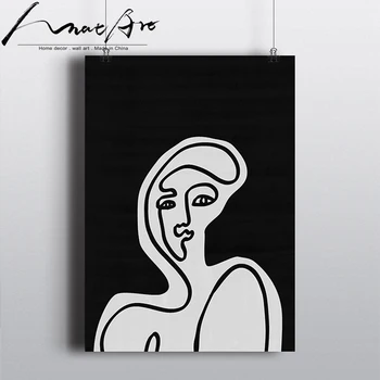 Minimalistinė tapyba, plakatas spausdinimo Abstrakčiai portretas drobė sienos meno šiuolaikinės siena juoda ir balta apdaila Fauvism panele