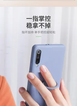 Minkštas Skystu Silikonu Telefoną Atveju Xiaomi 8 9 10 Pro Stovėti Žiedas Laikiklis Galinio Dangtelio Xiaomi Redmi K30 K20 Pro Atvejais
