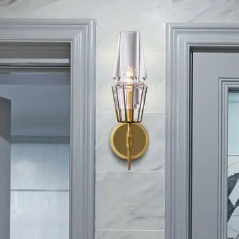 Modernaus derliaus stiklo sienos sconces šiaurės apdailos namų veidrodis šviesos diodų (led valgomasis koridoriaus sienos lempos eilėje sienos lempos