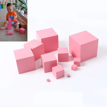 Montessori Žaislas Kūdikiui Švietimo Mediniai Blokai Medienos Žaislas Rožinis Bokštas Mokymo Žaidimas Žaislai