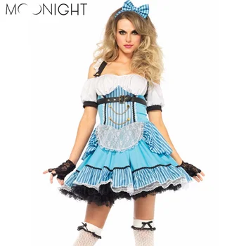 MOONIGHT Alice in Wonderland Kostiumas Seksualus Mėlynos Kambarinės Kostiumas Suaugusiųjų Fancy Dress Cosplay Seksualus Kostiumai