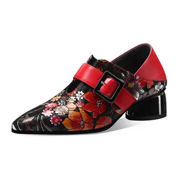 MoonMeek 2020 Naujas Prekės ženklas originali moterų oda siurbliai mados gėlės pažymėjo tne ponios batai rudenį klasikinis elegantiškas batai