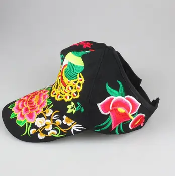 Moterims Gėlių Siuvinėti Atsitiktinis Skrybėlės Etninės Merginos Beisbolo Kepurę Reguliuojamas Kelionės Kepurės Mados Saulės Skrybėlę