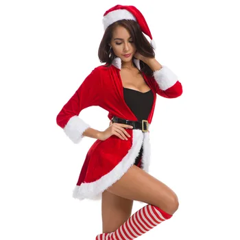 Moterų Aksomo Seksualus Kalėdinis Kostiumas Seksualus Ponia Santa Claus Kostiumas Fancy Dress Moterų Santa Pagalbininkas Cosplay Šalis Suknelė