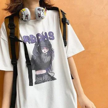 Moterų Harajuku Atspausdinta marškinėliai, drabužiai gatvės Viršuje y2k T-shirt gatvės estetinės Harajuku marškinėliai Gotikos Moterų Mielas Laiškas Marškinėlius