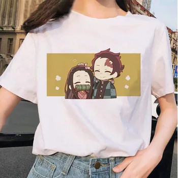 Moterų Japonų Anime Demon Slayer Marškinėliai Moterims Juokingas Animacinių filmų marškinėliai Mados Grafinis Viršuje Tee Kimetsu Nr. Yaiba Kawaii T-shirt