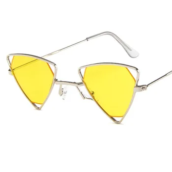 Moterų Mados korėjos Stiliaus Unisex akiniai nuo saulės moterims, Tuščiaviduriai Trikampio Rėmo PC Objektyvas Rėmeliai, saulės akiniai 9 stilių Sunglass