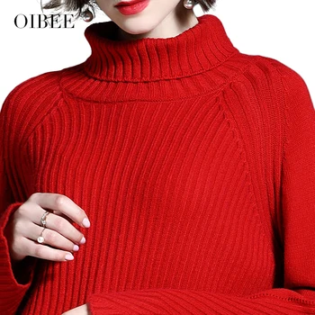 Moterų megzti suknelę 2019 m. rudens ir žiemos naujas sijonas prarasti didelio dydžio buvo plona ilgomis rankovėmis megztinis golfo sijonas sijonas wom