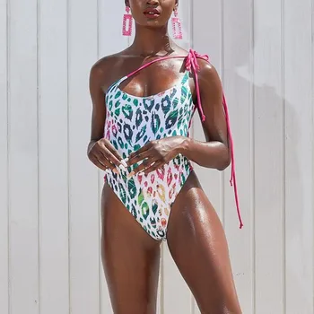 Moterų Nėriniai Maudymosi Kostiumėlį Ponios Vienas Gabalas Tuščiaviduriai Iš Bikini Romper Off-Pečių Rankovių Spausdinti Backless Vasaros Apynasrio Paplūdimio