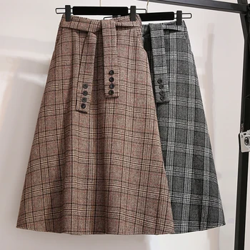 Moterų rudenį ir žiemą, vilnonis sijonas 2020 naujų riebalų mm sijonas 200 kg, rodo plonas, aukštas liemuo ir didelis swing sijonas