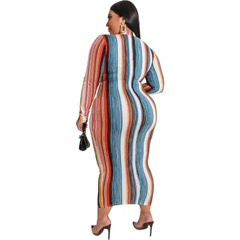 Moterų Suknelė Plius Dydis XL-5XL Elegantiškas Midi Suknelė Seksualus Dryžuotas Ruožas Šalies Tvarstis Suknelės Gramas Maker Didmeninė Dropshpping 2020 m.
