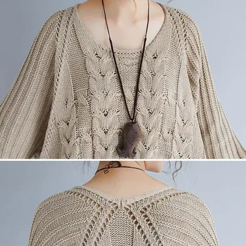 Moterų Žiemos Megztiniai Negabaritinių Prarasti Derliaus Dydžio Megztinis Viršūnes 2020 M. Rudens Žiemos Naujas Plus Size Batwing Megztas Megztinis