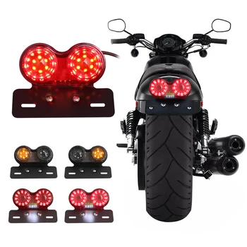 Motociklo LED Posūkio Signalo, Stabdžių Tailight Licenciją Plokštelės Laikiklis Motociklo Žibintas Galinis Už Bobber Cafe Racer ATV