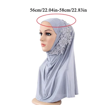 Musulmonų Hijabs Moterų Musulmonų Ruožas Nėrinių Turbaną Skrybėlę Chemo Cap Plaukų Slinkimas, Galvos Skara Wrap Skarelė Turbantes Apdangalai, Gėlės Naujas