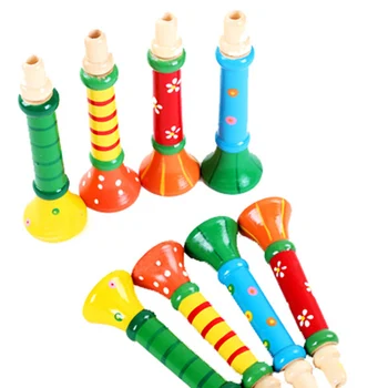 Muzikos Žaislas Mažas Ragas Švilpukas Mokymosi Mediniai Muzikos Instrumentai Vaikams Atsitiktiniai Modelis Kūdikių Praktikos Žaislas K1225 H