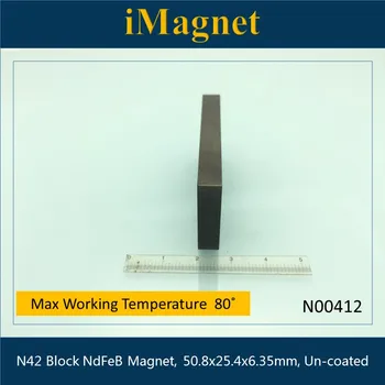 N00412 1pcs N42 Blokuoti super stiprus Retųjų Žemių Neodimio Magnetas, 50.8x25.4x6.35 mm,stačiakampio gretasienio Ndfeb Magnetas ,Namų Dekoracijas Šaldytuvas