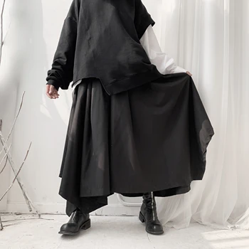 Naminis Yoji Yamamoto tamsiai departamento Moterų drabužiai, super atsitiktinis dizainas jaučiasi neteisėta pločio kojų kelnės