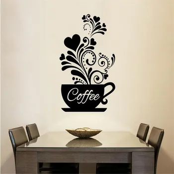 Namo apdaila gėlių pintais kavos puodelį, virtuvė kūrybos sienų lipdukai nuimamas asmenybės fono TV langą wallpaperZ406