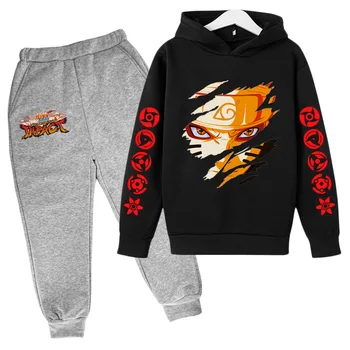 Naruto Hoodies Kelnes Rinkiniai, Japonija, Anime Kostiumu Palaidinukė Streetwear berniukas Crewneck Puloveris Sweatpant Tracksuit Sportwear pavasario 2021