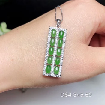 Natūrali žalioji jasper perlas Pakabukas natūralus akmuo pakabukas S925 sidabro Mados elegantiškas Abacus aikštėje Eilės mergina šalis dovana, juvelyriniai dirbiniai