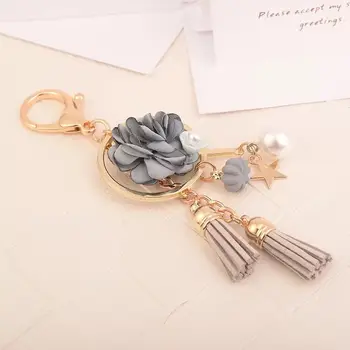 Nauja kūrybinė medžiaga gėlių perlų pakabukas mažas kutas raktų pakabukas moterų maišelį pakabukas raktų pakabukai gėlių automobilio raktų žiedas keychain