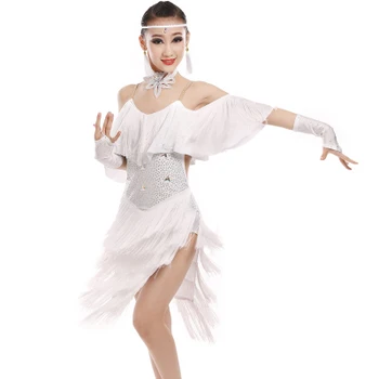 Nauja mergina, ryškiai diamond kutas lotynų šokių suknelė vaikų lotynų konkurencijos drabužiai Vaikams'sprofessional lotynų šokių suknelė