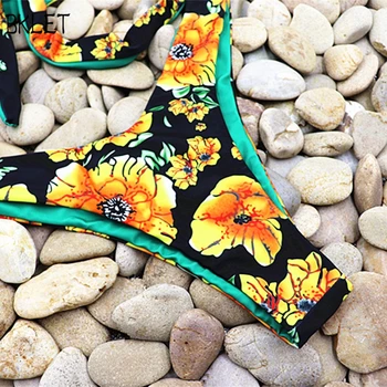 Nauja Seksuali Spausdinti Bikini 2018 Gėlių Spausdinti Maudymosi Kostiumėliai Moteris Laivapriekio Kaklaraištis Diržas Monokini Maudymosi Kostiumėlis Beach Bikini Maillot De Bain Femme
