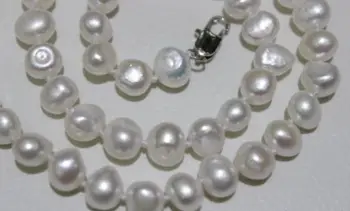 Naujas 9-10mm baltas baroko gėlo vandens dirbtiniu būdu išaugintų perlų Vėrinį 18