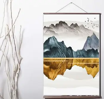Naujas Kinijos Kraštovaizdžio Tapybos Stiliaus Abstraktus Menas Drobė plakatas apdailos, dažymo, su medžio masyvo kabinti pažymėkite