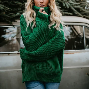 Naujas Mados Modelis Moterų Megztinis Populiarus Mergaičių Golfo Apykakle Dizaino, trikotažo gaminiai Megztinis Stilius Šiltą Tekstūrą, Dėl Šaltų Dienų