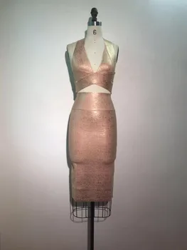 Naujas Mados Seksualių Moterų Nustato V-Kaklo Viršūnes Kelio Ilgio suknelė High Street Tvarstis Vakare Šalis Nustato Aukščiausios Kokybės