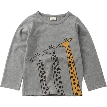Naujas Mielas Žirafa Spausdinami T Marškinėliai Rudenį 2018 Vaikų Viršūnes Vaikams Drabužių Berniukų marškinėliai ilgomis Rankovėmis Mergaitėms Palaidinė Medvilnės Tshirts