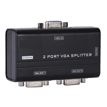 Naujas Mini VGA Splitter 1x2 1 iki 2 prievadai VGA Video Splitter 250MHz Paramos 1920x1440 su maitinimo adapteris