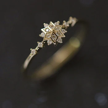 Naujas originalus dizainas 925 sidabro populiarus cirkonis žiedas Europos ir Amerikos 14k aukso snaigės žiedas moterims Gimtadienis 