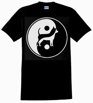 Naujas Vyrai Tee Čihuahua Šunų Marškinėliai Yin Yang Trumparankoviai Medvilnės, T-Marškinėliai, Palaidinukė