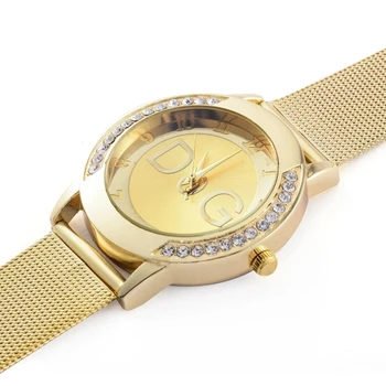 Nauji Karšto Prabangos Prekės Auksas&Sidabro Moterų Mados Laikrodžiai, Nerūdijančio Plieno Crystal Suknelė Kvarciniai Laikrodžiai Kobiet Zegarka